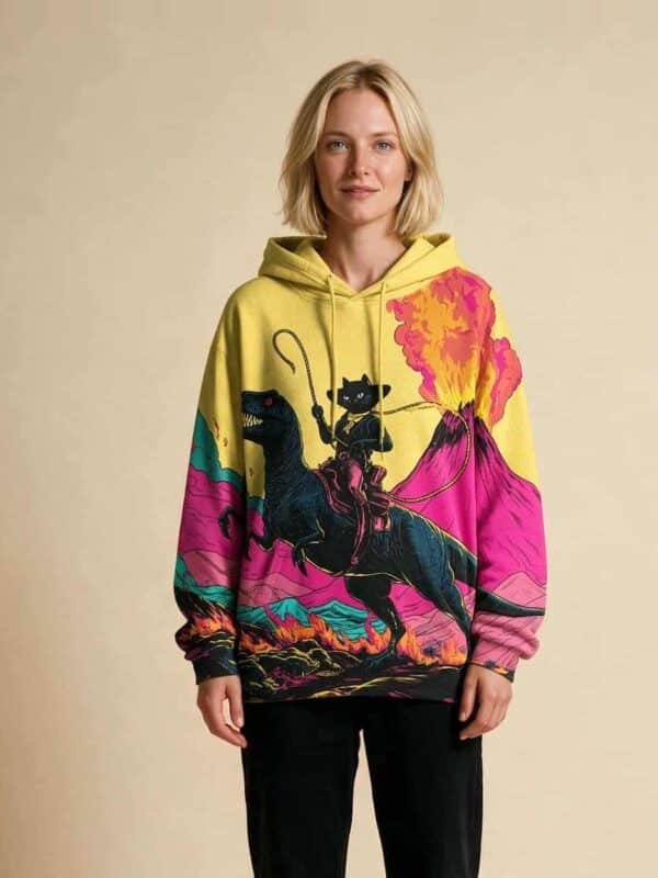 Homme portant le sweat capuche chat cowboy